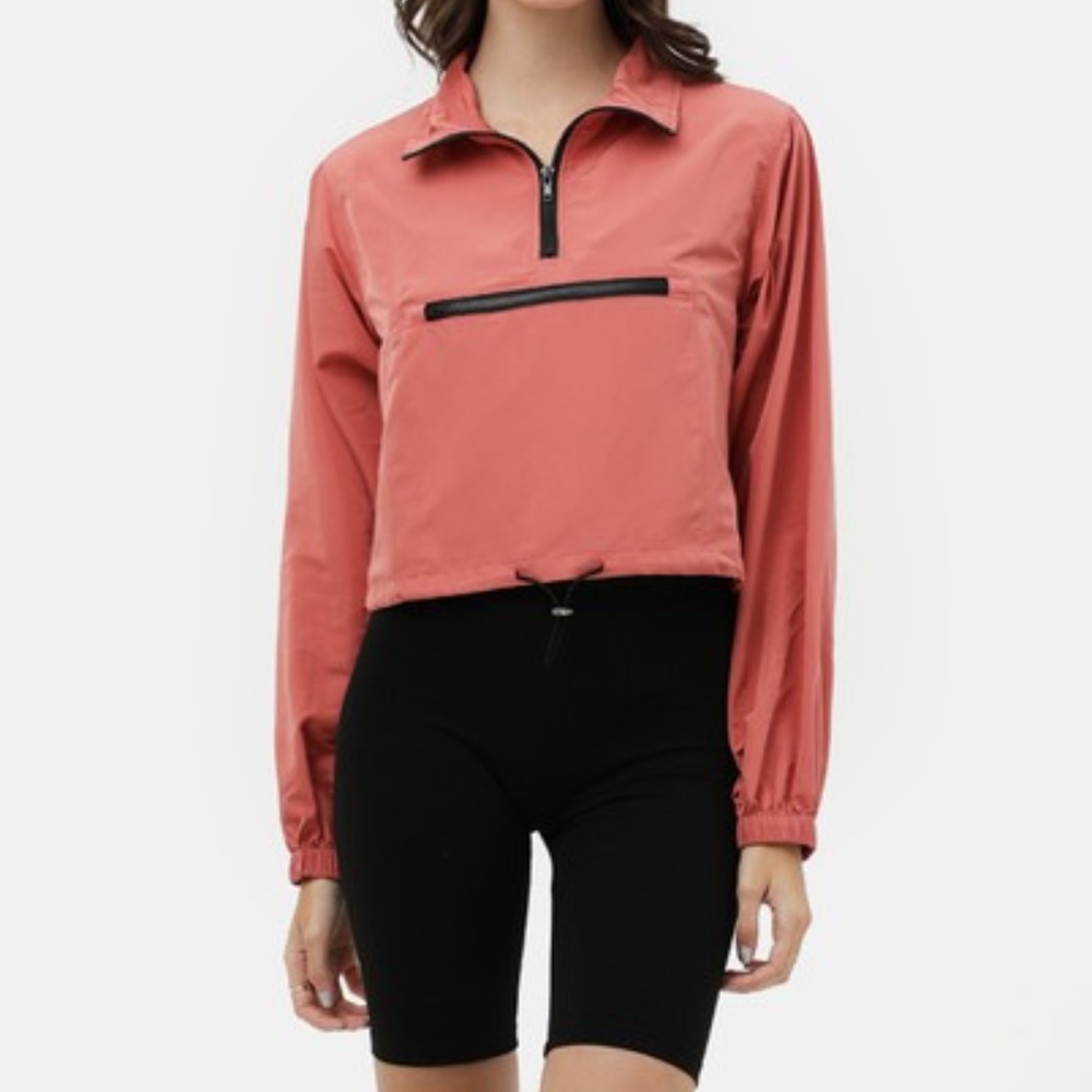 Half Zip Crop Windbreaker Pullover